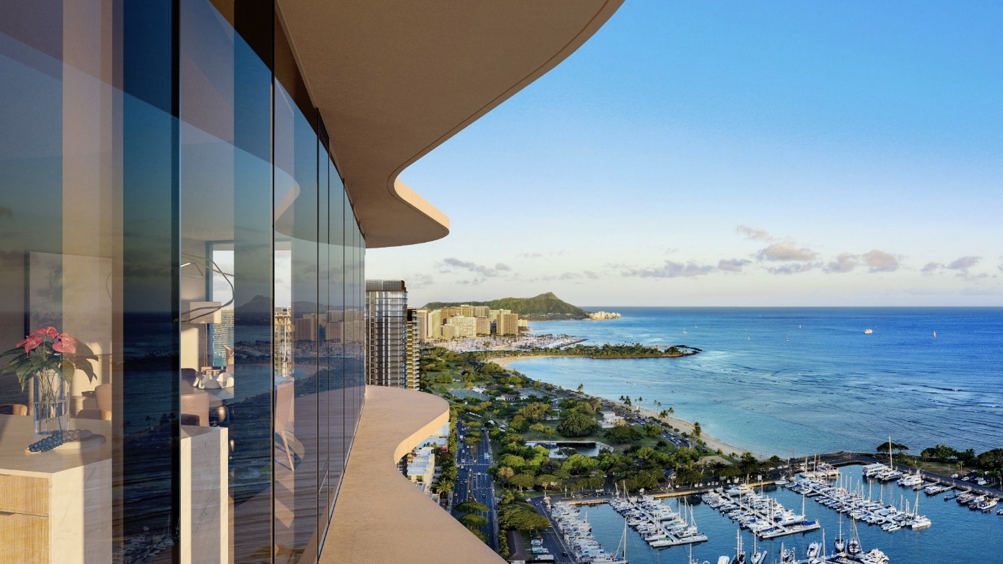 Aerial shot from building with Diamond Head view