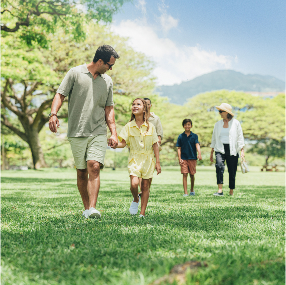 shot of family in park